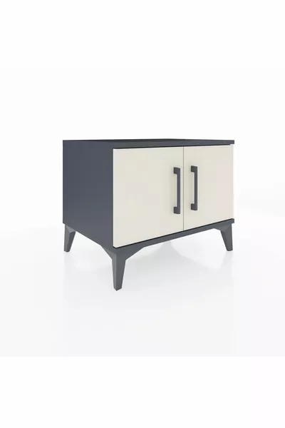 Hyperion Nightstand with Single Shelf and 2 Doors, Anthracite-Sandstone