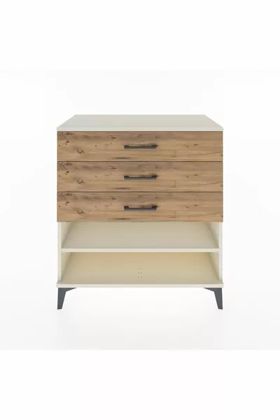 خزانة هايبرينون بدرج واحد وثلاثة أدراج، لون حجر القمر والصنوبر