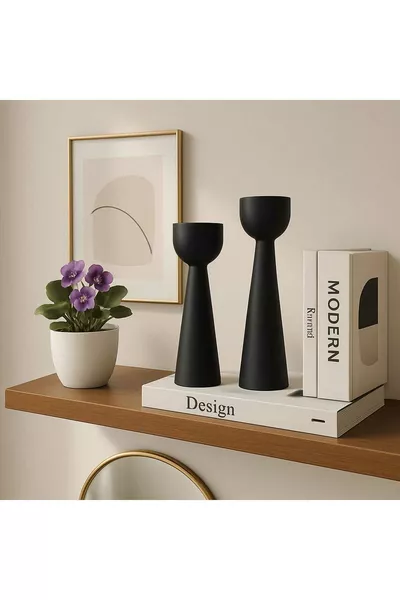 Комплект естествени дървени свещници ,5 см и  см, ръчна изработка, рустикален декоративен комплект от 2 модерни свещника