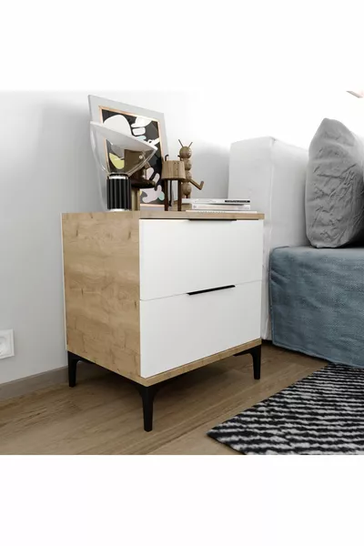 Aden 2 Lade Wit Nachtkastje, Economisch Nachtkastje, Modulaire Nachtkast