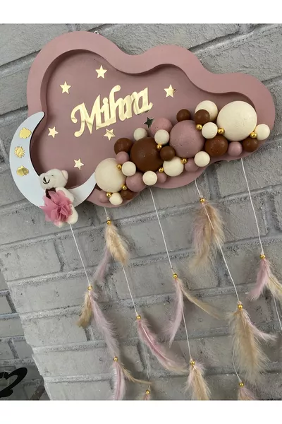 Decorazione da Porta per Bambini Personalizzata con Orsetto a Nuvola di  cm