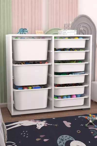 خزانة ألعاب متعددة الاستخدامات كارلا بسبع رفوف