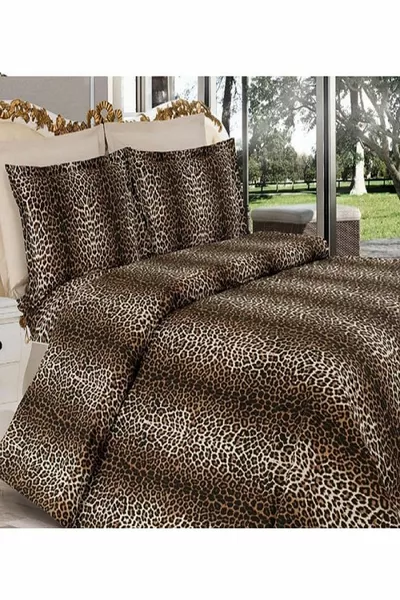 Комплект - Постельное бельё для двуспальной кровати с леопардовым принтом (без простыни)