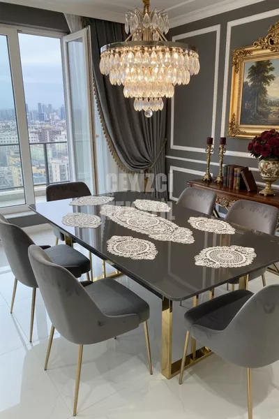 Set de chemin de table et sets de table pour 6 personnes de style américain moderne - Crème