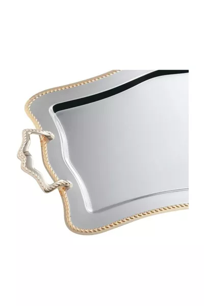 صينية شاي من الفولاذ البسيط بالذهب السلسلة