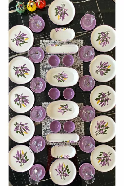 Lila  Kişilik  Parça Kahvaltı Takımı