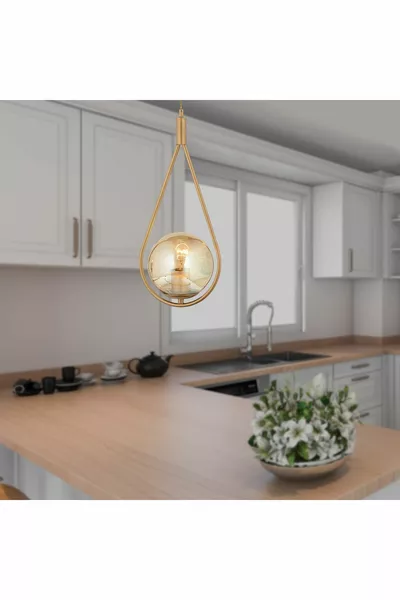 Модерен висящ полилей Mirza Tekli с ефект на старина и стъклен мед, за кухня и хол