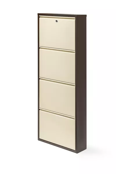 Метална обувкарница с 4 заключващи се отделения - КАФЯВО-КРЕМ - Цвят