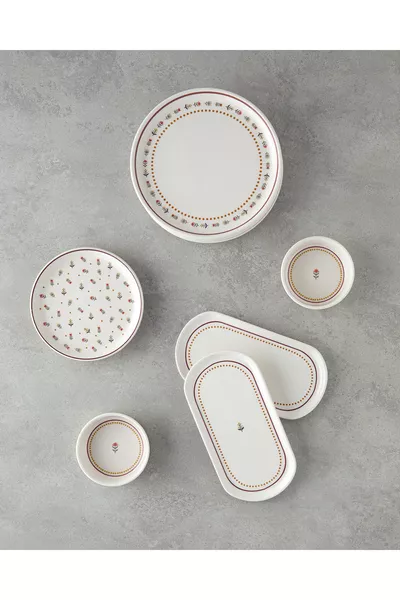 طقم إفطار سيراميك ريترو  قطع لأربعة أشخاص ملون