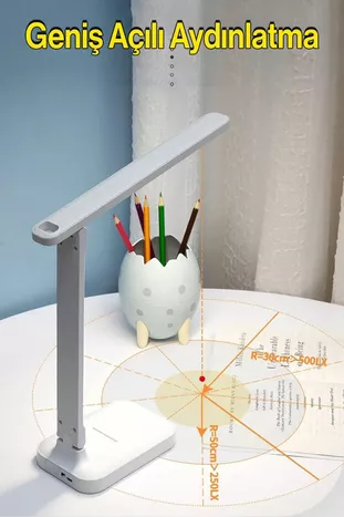 Oplaadbare LED-bureaulamp met 3-kleurentouch, met standaard, voor kinderen, studieboeken, studeren, lezen, nachtlamp 9W