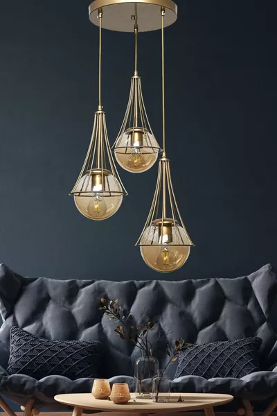 Lapis 3.lü Eskitme-bal Glop Camlı Avize