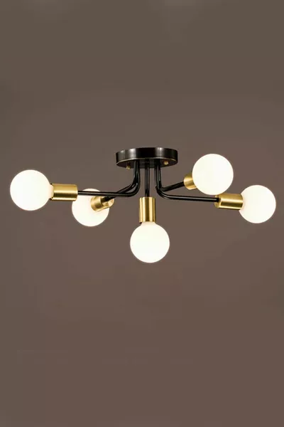 Döngü Modern Tasarım Siyah Renk Beşli Avize (CAMSIZ MODEL)