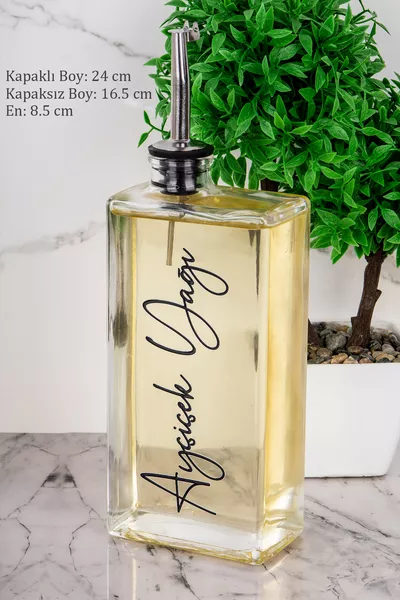 Set di 2 Oliera in Vetro con Coperchio Argentato, Contenitori per Olio di Girasole e Olio d'Oliva, Acetiera, Capienza ml