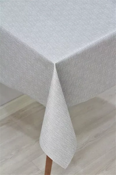 Скатерть из моющейся ПВХ с прокладкой из волокна - серый лен - -b