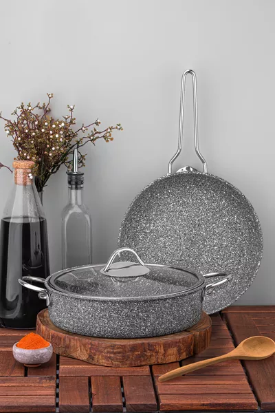 Ultra Classic 3-teiliges Granit Topf- & Pfannenset Grau