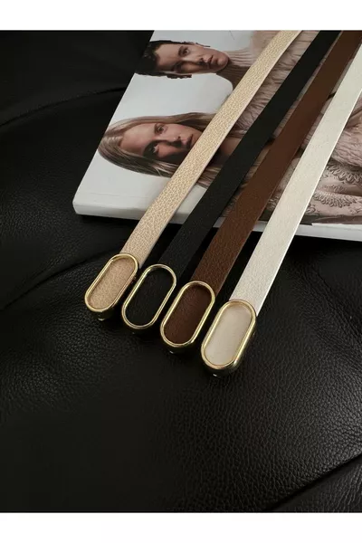 4'lü Fırsat Ürünü Ithal Oval Gold Tokalı Ince Kemer, Pantolon Kemeri, Gömlek Kemeri, Ceket Kemeri