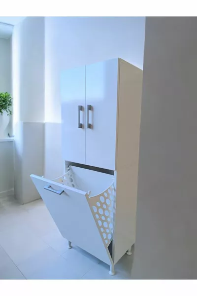 خزانة متعددة الأغراض Home Infinity مع سلة غسيل للحمام أو المخزن أو الألعاب 