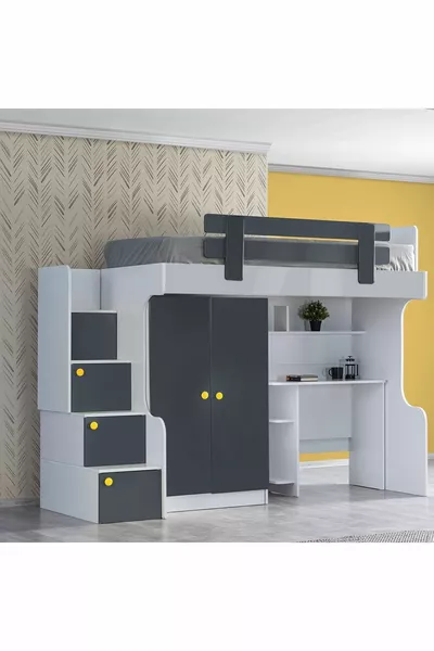 Кровать-чердак, кровать-чердак Metris, стол, шкаф