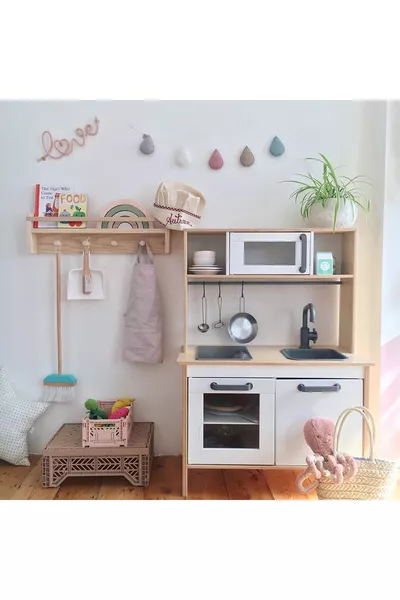 Holz Kinderzimmer Babyzimmer Montessori Regal, Bücherregal, Kleiderhaken