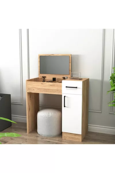 طاولة مكياج بمرايا وخزائن من إينجي تشكمجيلي، صنوبر الأطلسي الأبيض - إينجي