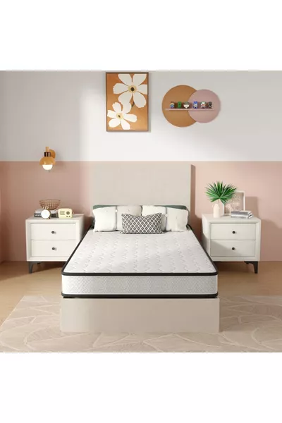 مرتبة إسفنجية أورثوبيدية كاملة لشخص واحد باللون الأبيض سم