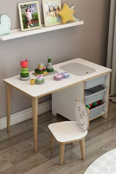 Çocuk Çalışma Masası Oyun Ve Etkinlik Masası Yaz Sil Masa Sandalyeli
