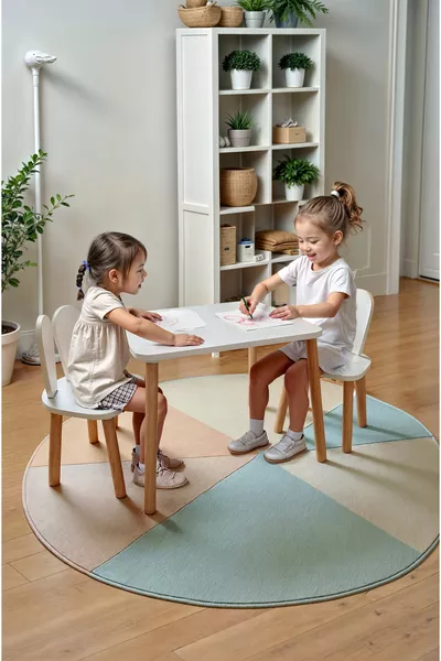 Wooden Montessori Activity Table Chair, Bunny Table Chair