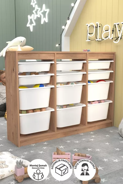 خزانة متعددة الأغراض مع سلة خزانة ألعاب لارا تشام