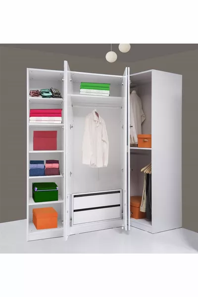 Plus  Stella Armadio Angolare 4 Ante 3 Moduli - Bianco Lucido