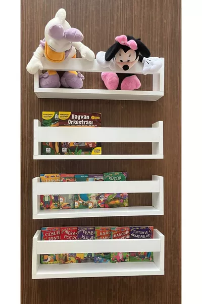 Libreria Montessori bianca - mensola da parete 4 ripiani