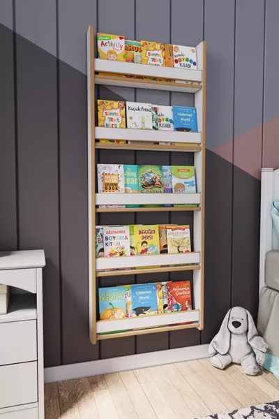 Libreria per bambini Montessori in MDF a 5 ripiani * Cm Bianco