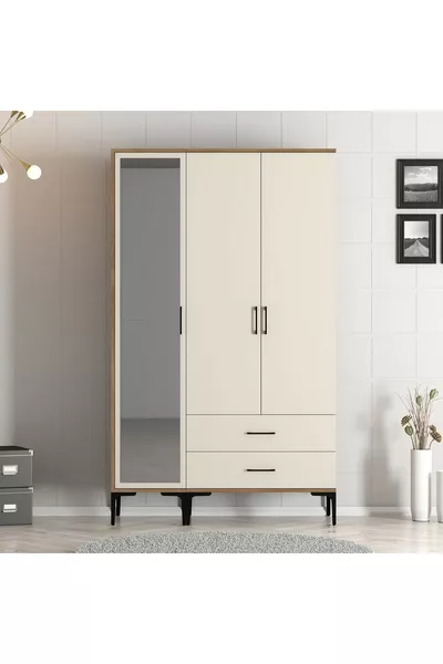 Kumsal 3-Door Wardrobe Rt - Cream