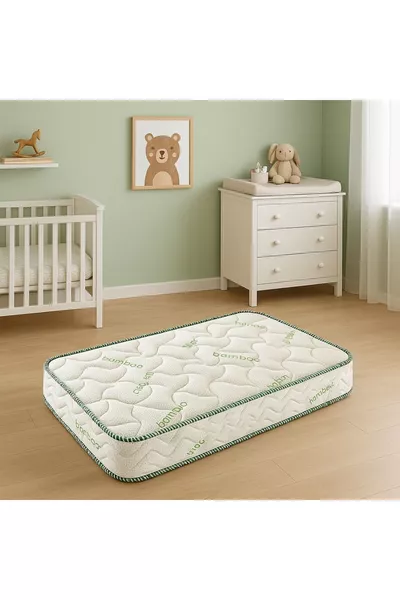 سرير أطفال من الخيزران الطبي بمقاس X سم، سرير مهده، سرير ألعاب (هدية وسادة من الخيزران)