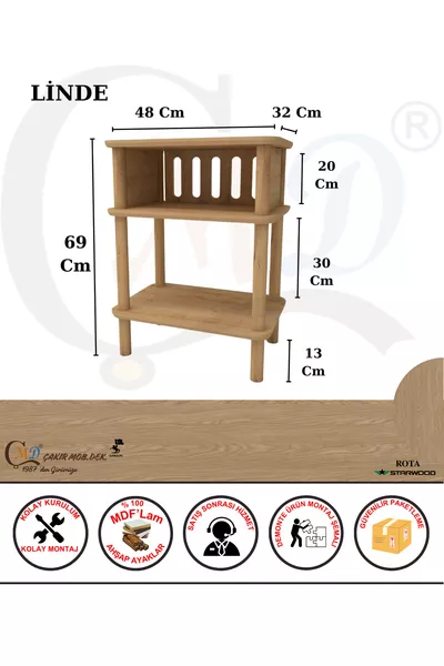خزانة جانبية ليندي بسيطة من MDF بأقدام خشبية وتصميم عصري؛ غرفة النوم - غرفة المعيشة - المكتب