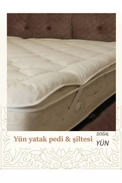 % Merinos Doğal Kuzu Yünü Kalın Yatak Pedi & Şiltesi  grm