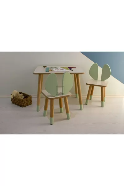 طقم طاولة أنشطة بطبقة للكتابة والمسح بأسلوب مونتيسوري وكرسي بمساند للأذنين