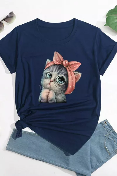 Unisex niedliches Katzen-Design T-Shirt