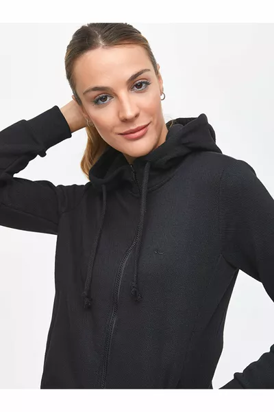 NOMEHI Дамски черен суитшърт с качулка
