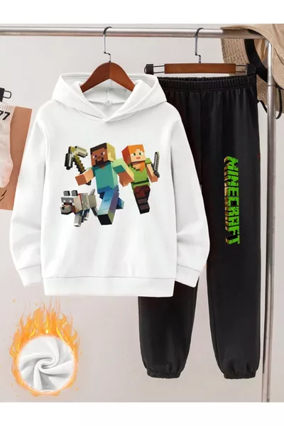 Minecraft Printed Boys' Tracksuit Set 2-Ply Cotton