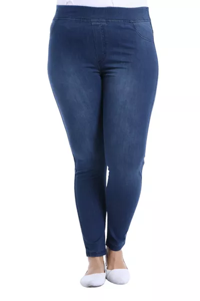 Women's Denim Pants Shaping Full Lycra Elastic Waist High Waist Plus/Small Size - Dark Blue