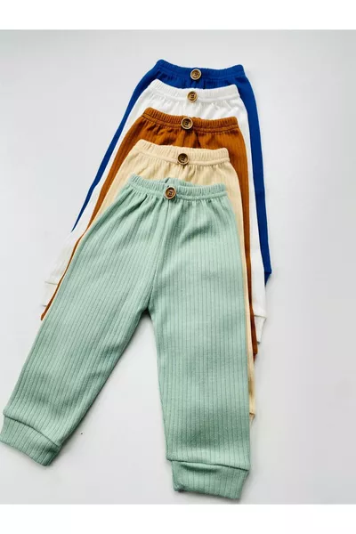 بنطلون أساسي بخمسة قطع، % قطن، بحزام مطاطي وموصى به