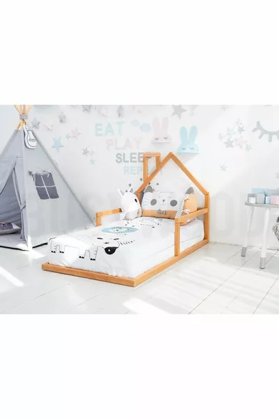 سرير مونتيسوري خشبي - سرير خشبي صلب - سرير أطفال ورضع مونتيسوري