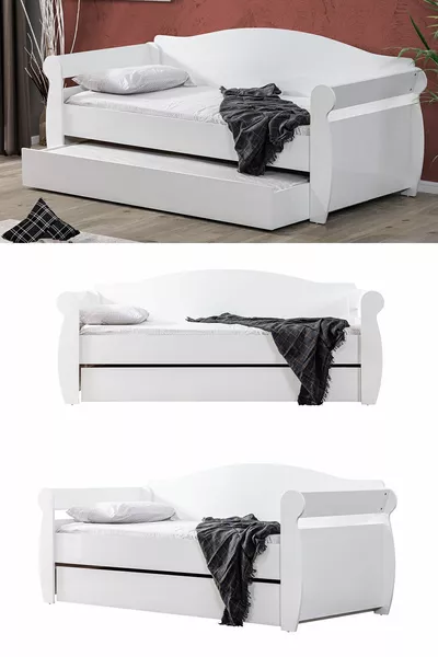 Lit à barreaux avec tiroir blanc - 