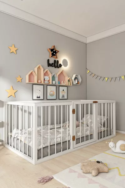 فرويدو خشبي أطفال سرير مونتيسوري مع باب