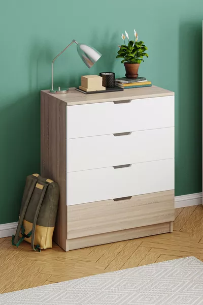 Lento 4-Drawer Dresser Bedroom Baby Room White Oak