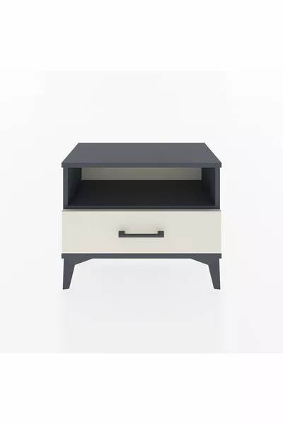 أرجس كومودينو، رف واحد، درج واحد، رمادي غامق-حجر عاجي