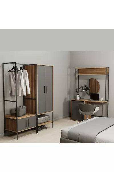 Комплект мебели за хотелски стаи Modulago Maxi Антрацит и Орех