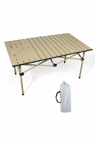 Großer Gold Vollaluminium Klapp-Campingtisch Picknick-Set Tasche Typ Balkon Garten Küchentisch