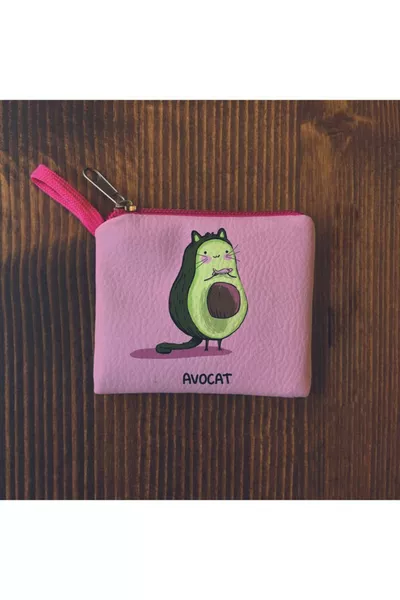 Класически мини портфейл за монети STD с розово авокадо