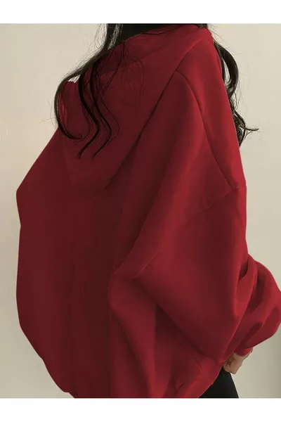 سويت شيرت أساسي بأكمام واسعة وقبعة وياقة على شكل V للرجال والنساء